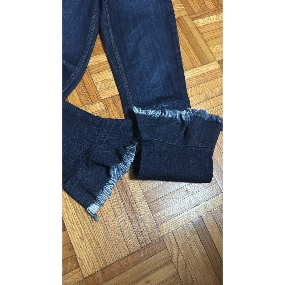 Alice + Olivia‎ LA Cropped Fringe Stretch ruffled hem cropped blue jeans 24 - Picture 4 of 8